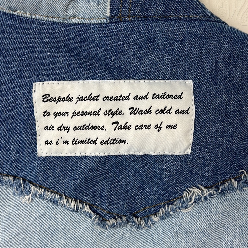 Princess Polly Rylee Denim Jean Jacket Oversized Patchwork‎ Shacket Blue 8 - Picture 9 of 9